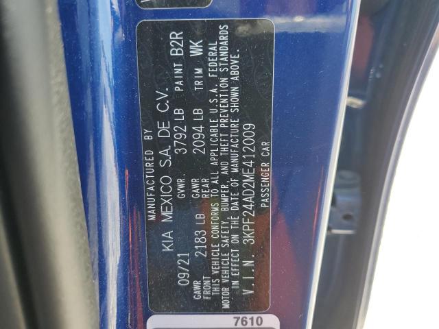 2021 Kia Forte Fe VIN: 3KPF24AD2ME412009 Lot: 59163084
