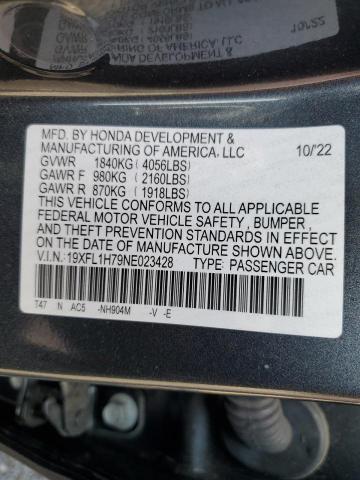 2022 Honda Civic Exl VIN: 19XFL1H79NE023428 Lot: 54121284