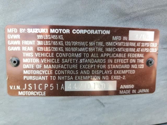 2004 Suzuki An650 K3 VIN: JS1CP51A442101401 Lot: 60131174