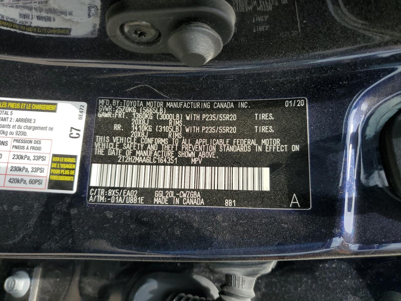 2T2HZMAA6LC164351 2020 Lexus Rx 350