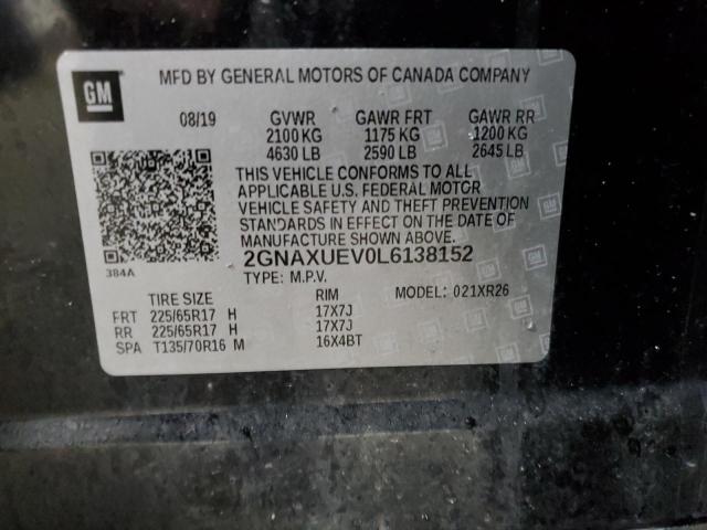 2020 Chevrolet Equinox Lt VIN: 2GNAXUEV0L6138152 Lot: 59173114