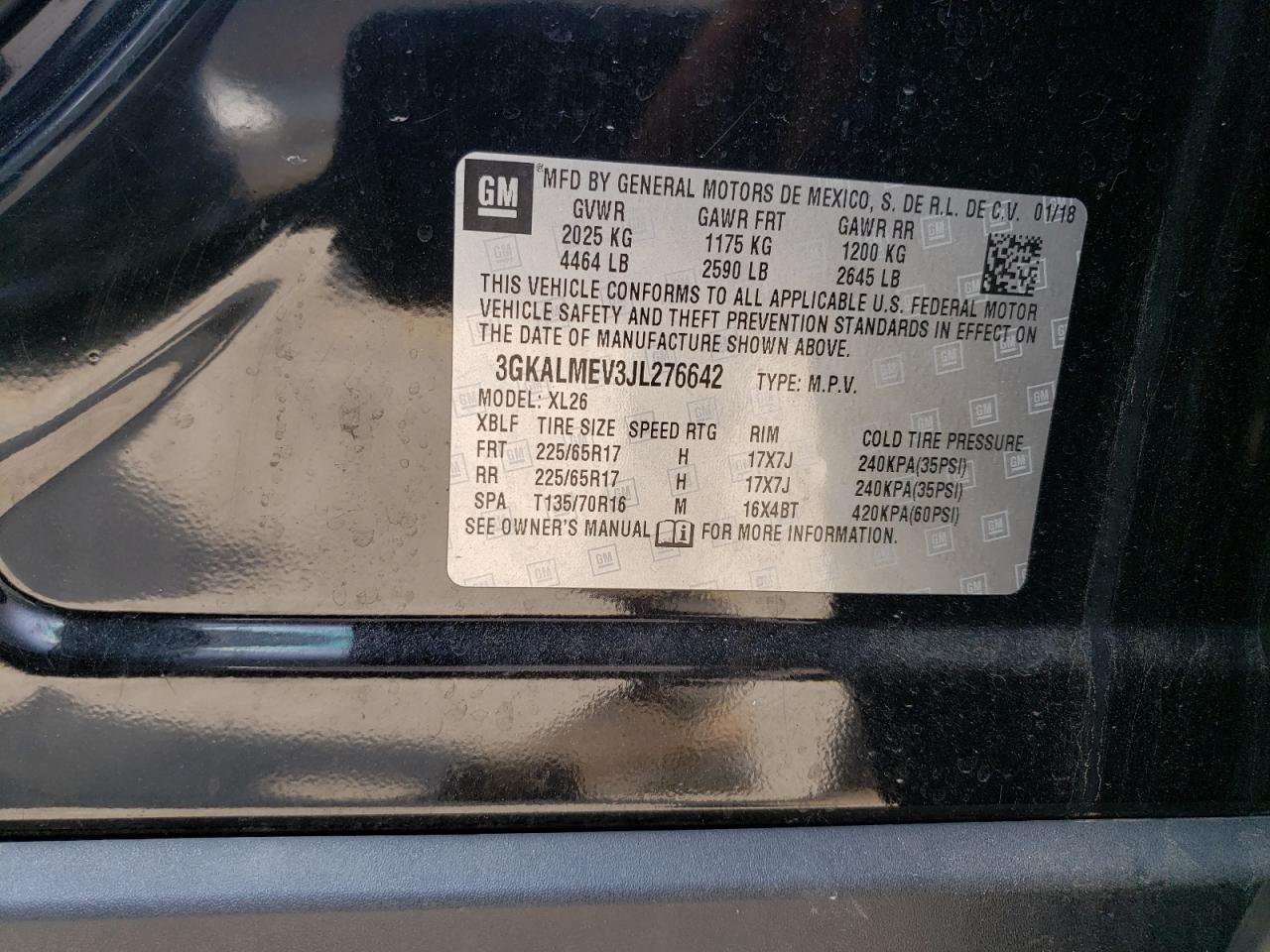 3GKALMEV3JL276642 2018 GMC Terrain Sle