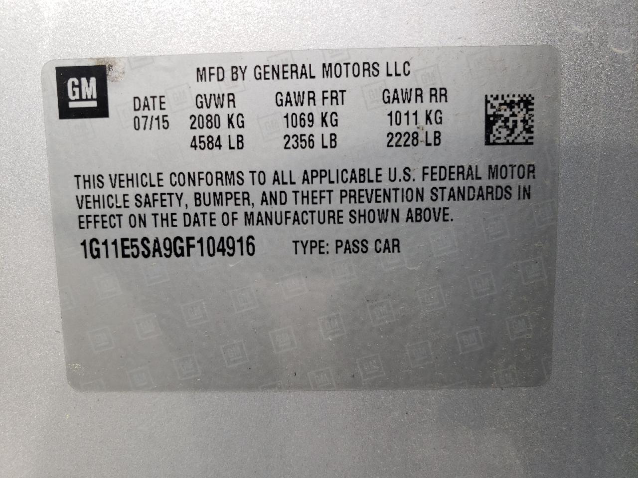 1G11E5SA9GF104916 2016 Chevrolet Malibu Limited Ltz