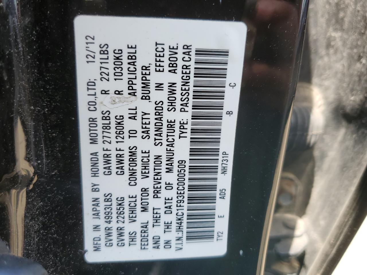 JH4KC1F93EC000509 2014 Acura Rlx Advance