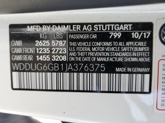 2018 Mercedes-Benz S 450 VIN: WDDUG6GB1JA376375 Lot: 59423744