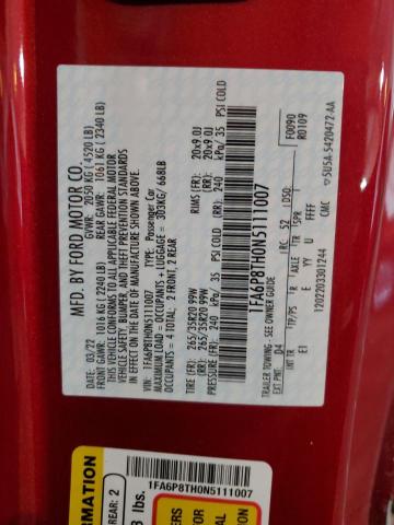 2022 Ford Mustang VIN: 1FA6P8TH0N5111007 Lot: 60924764