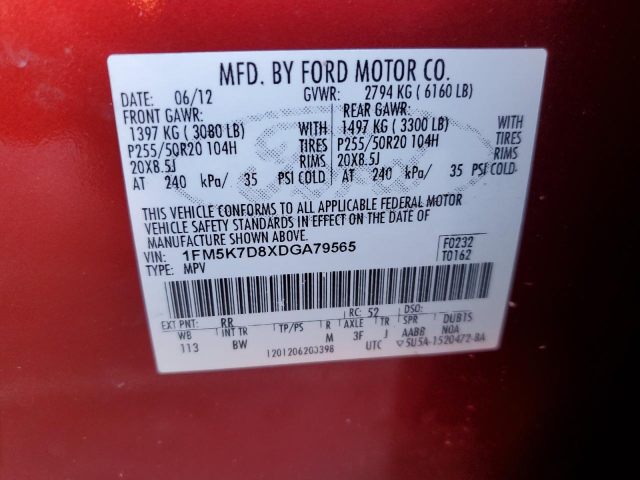 1FM5K7D8XDGA79565 2013 Ford Explorer Xlt