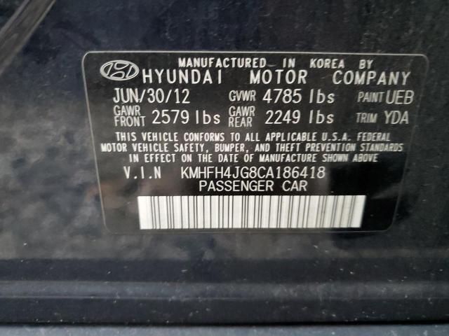 2012 Hyundai Azera Gls VIN: KMHFH4JG8CA186418 Lot: 58405454