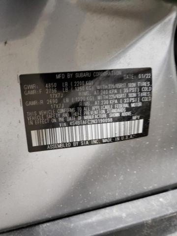 2022 Subaru Outback Premium VIN: 4S4BTAFC2N3190098 Lot: 57953444