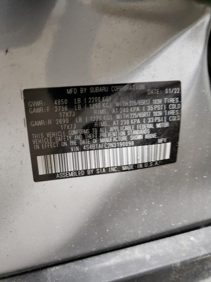 4S4BTAFC2N3190098 2022 Subaru Outback Premium