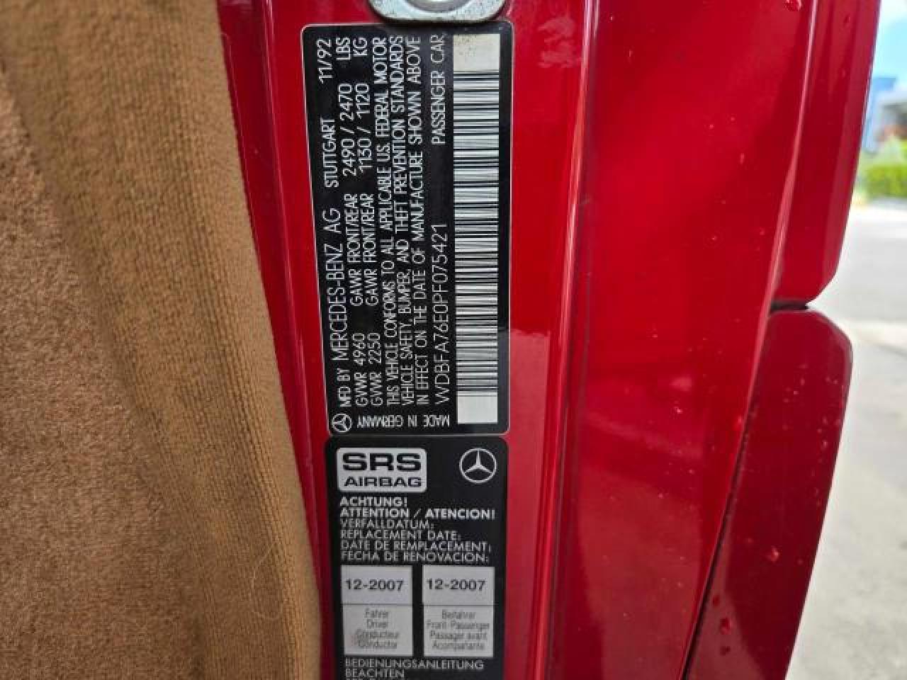 WDBFA76E0PF075421 1993 Mercedes-Benz 600 Sl