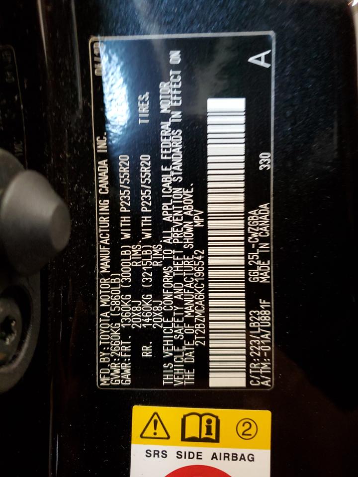 2T2BZMCA6KC196542 2019 Lexus Rx 350 Base