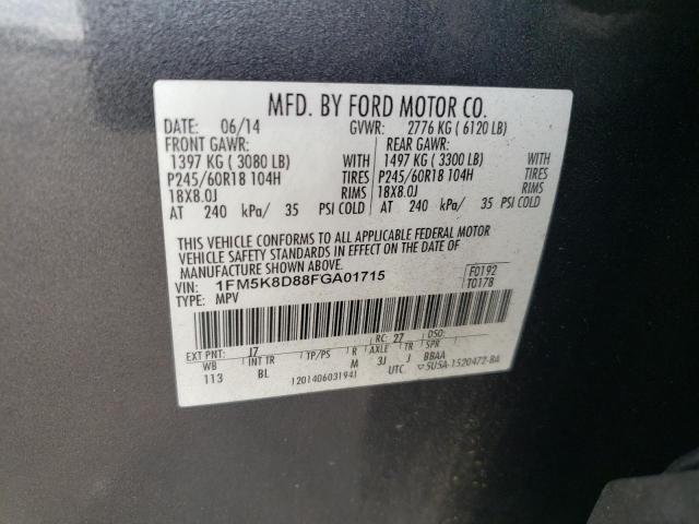 2015 Ford Explorer Xlt VIN: 1FM5K8D88FGA01715 Lot: 59962364