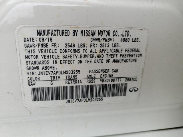 2020 Infiniti Q50 Pure VIN: JN1EV7AP0LM203255 Lot: 58989284