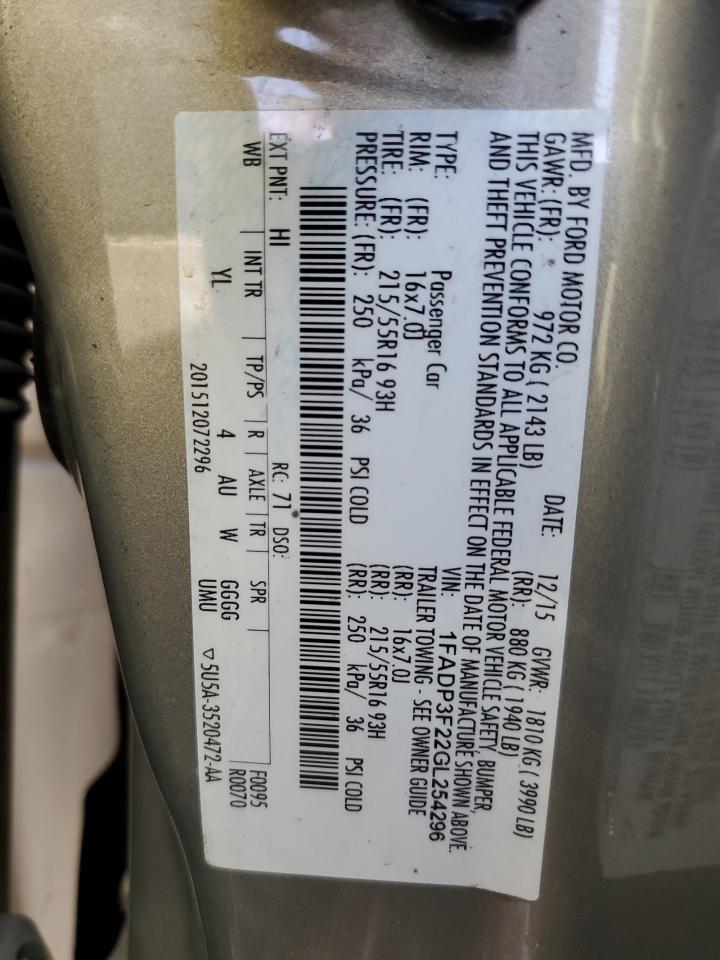 1FADP3F22GL254296 2016 Ford Focus Se