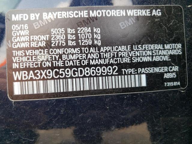 2016 BMW 335 XIGT WBA3X9C59GD869992