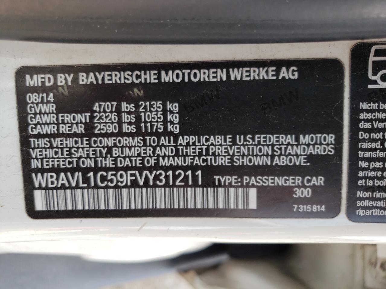 WBAVL1C59FVY31211 2015 BMW X1 xDrive28I