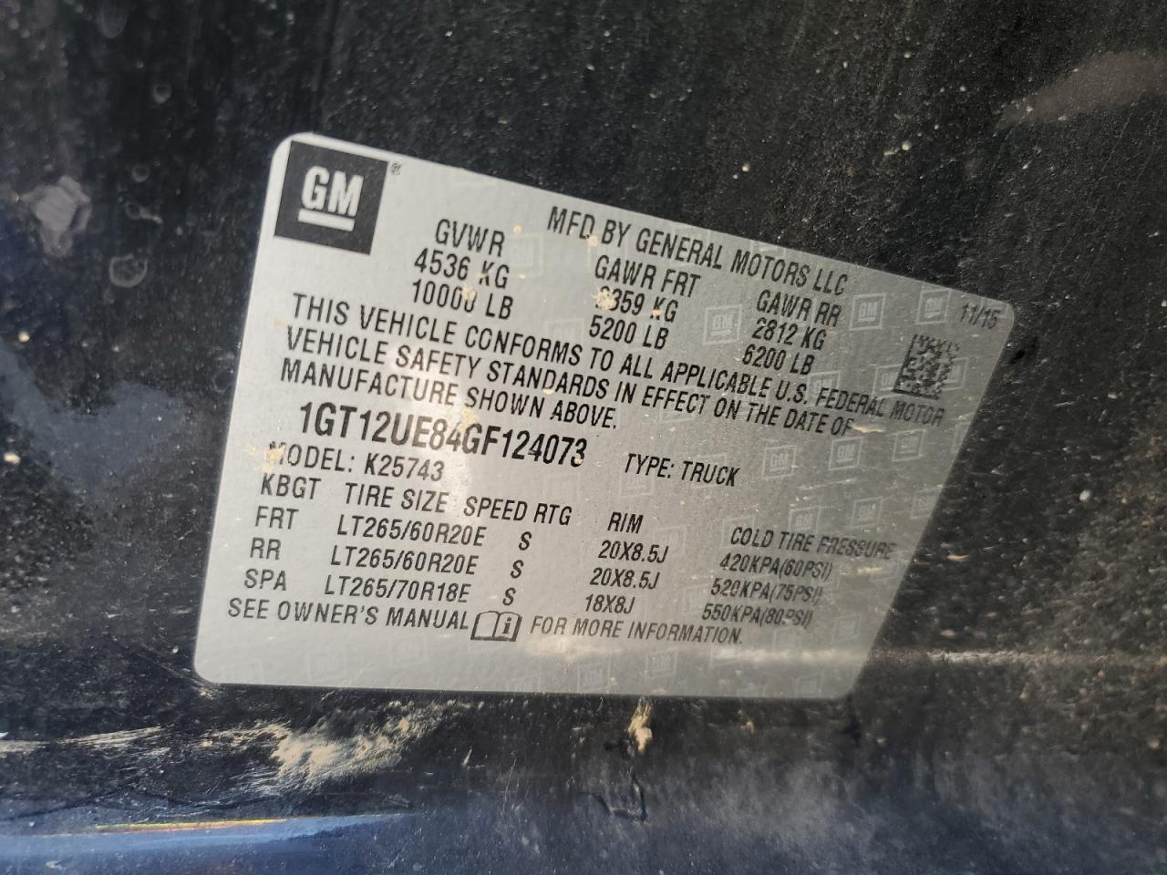 1GT12UE84GF124073 2016 GMC Sierra K2500 Denali