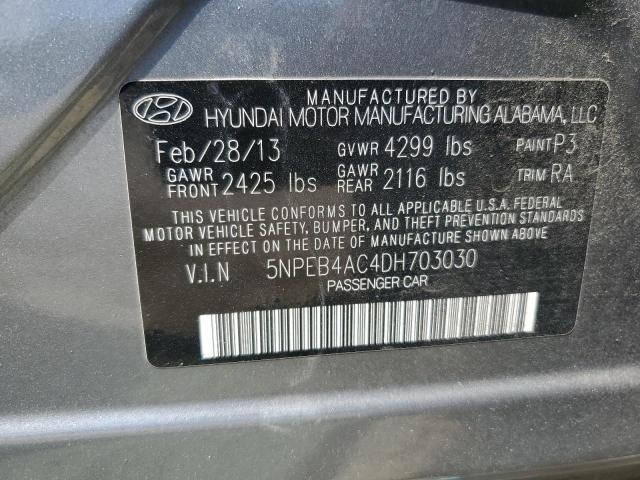 2013 Hyundai Sonata Gls VIN: 5NPEB4AC4DH703030 Lot: 56993484