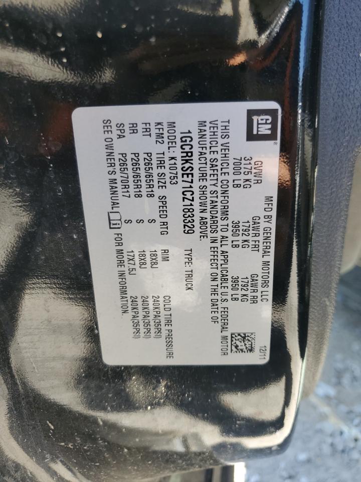 1GCRKSE71CZ183329 2012 Chevrolet Silverado K1500 Lt