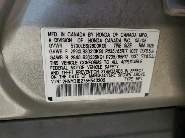 2005 Acura Mdx VIN: 2HNYD18275H543202 Lot: 59127444
