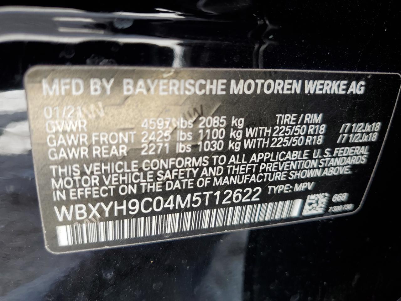 WBXYH9C04M5T12622 2021 BMW X2 Sdrive28I
