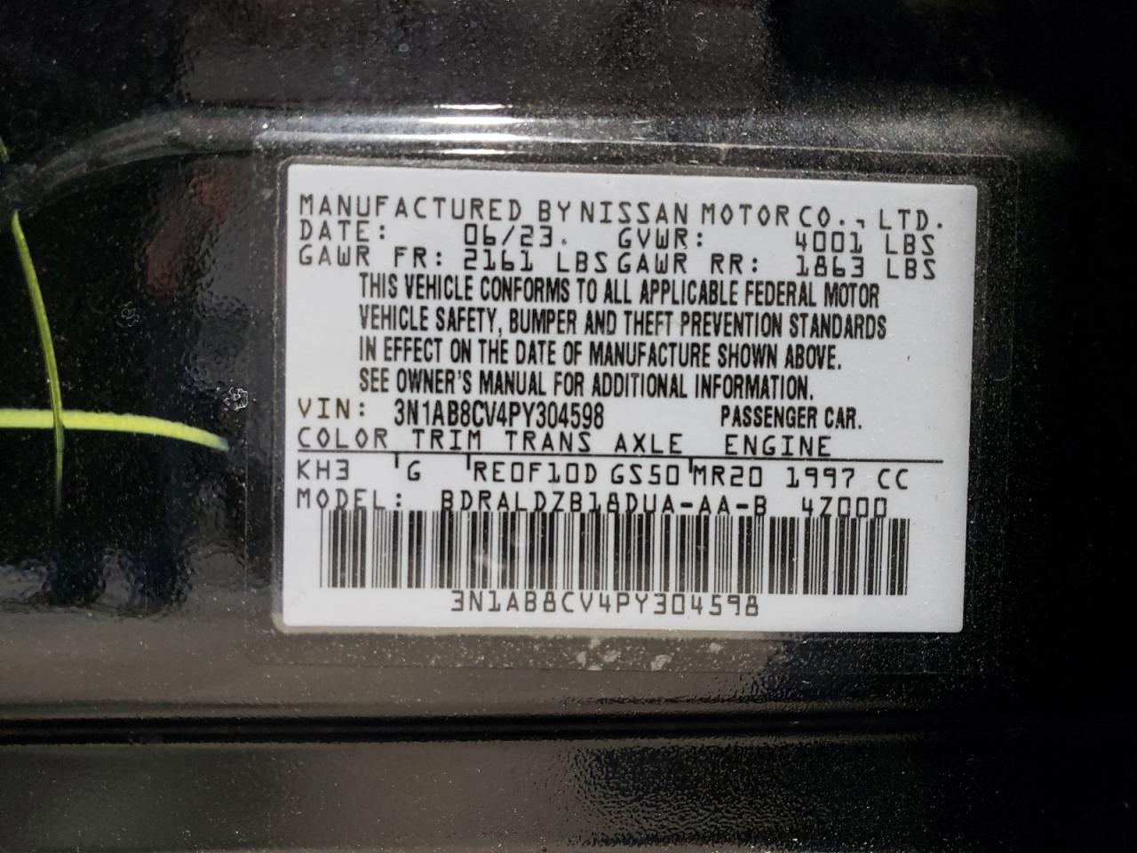 3N1AB8CV4PY304598 2023 Nissan Sentra Sv