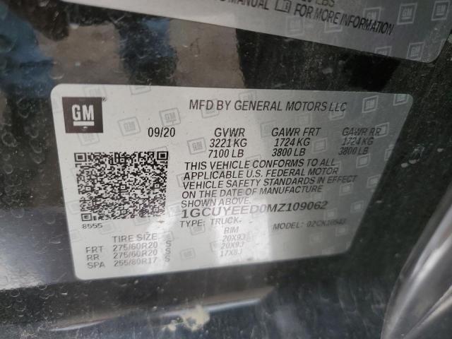 2021 Chevrolet Silverado K1500 Rst VIN: 1GCUYEED0MZ109062 Lot: 59658934