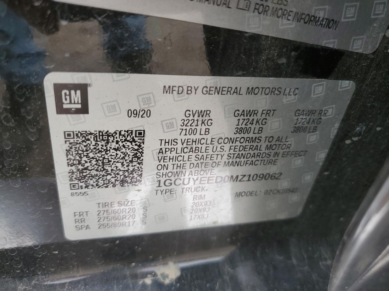 1GCUYEED0MZ109062 2021 Chevrolet Silverado K1500 Rst