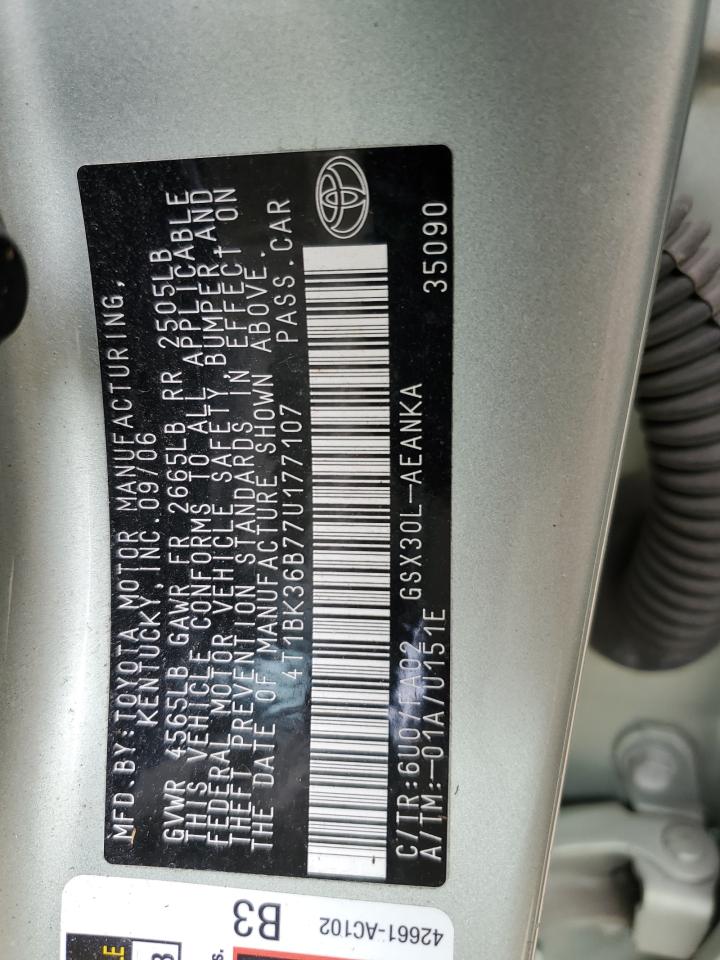 4T1BK36B77U177107 2007 Toyota Avalon Xl