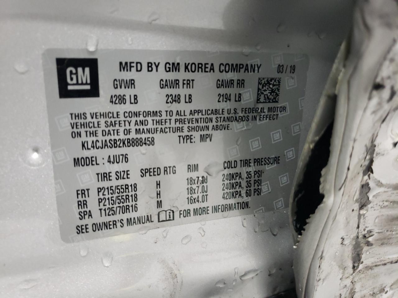 KL4CJASB2KB888458 2019 Buick Encore Preferred