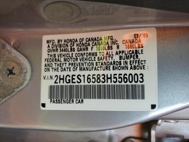 2003 Honda Civic Lx VIN: 2HGES16583H556003 Lot: 59270354