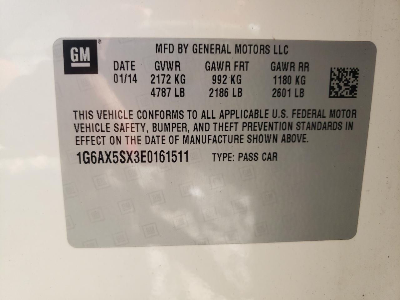 1G6AX5SX3E0161511 2014 Cadillac Cts Luxury Collection