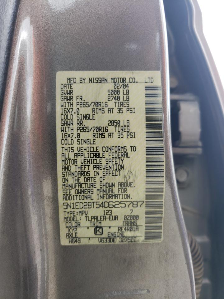 5N1ED28T54C625787 2004 Nissan Xterra Xe
