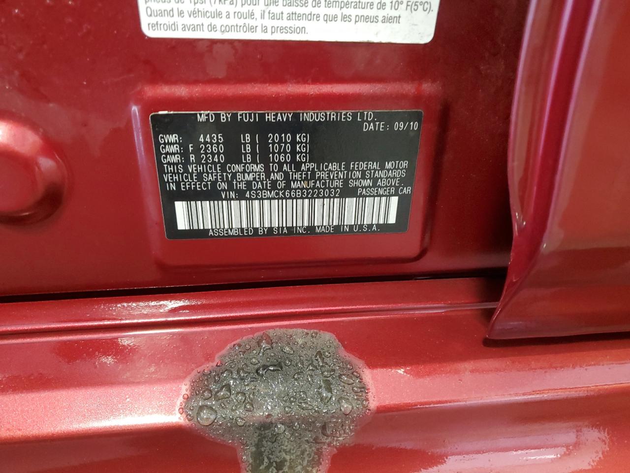 4S3BMCK66B3223032 2011 Subaru Legacy 2.5I Limited