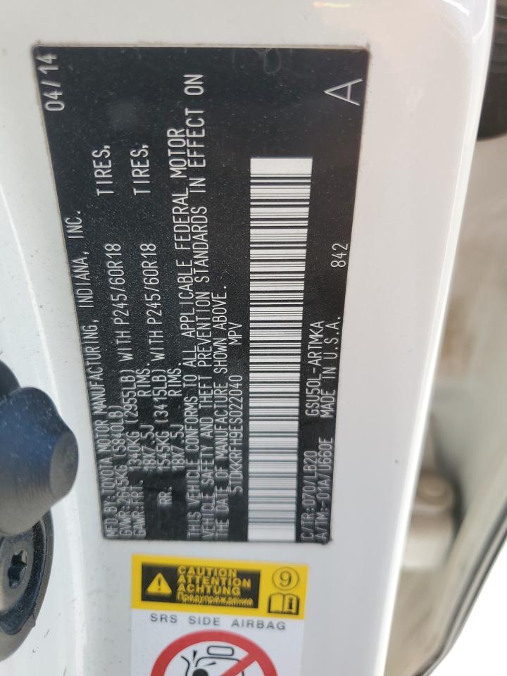 5TDKKRFH9ES022040 2014 Toyota Highlander Xle