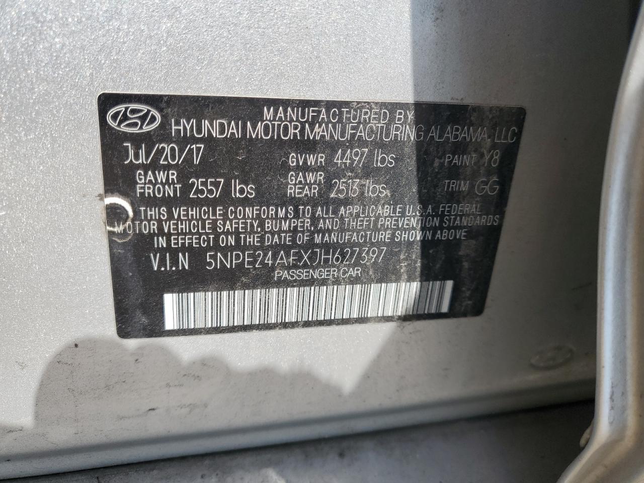 5NPE24AFXJH627397 2018 Hyundai Sonata Se