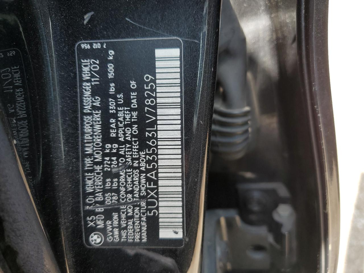 5UXFA53563LV78259 2003 BMW X5 3.0I