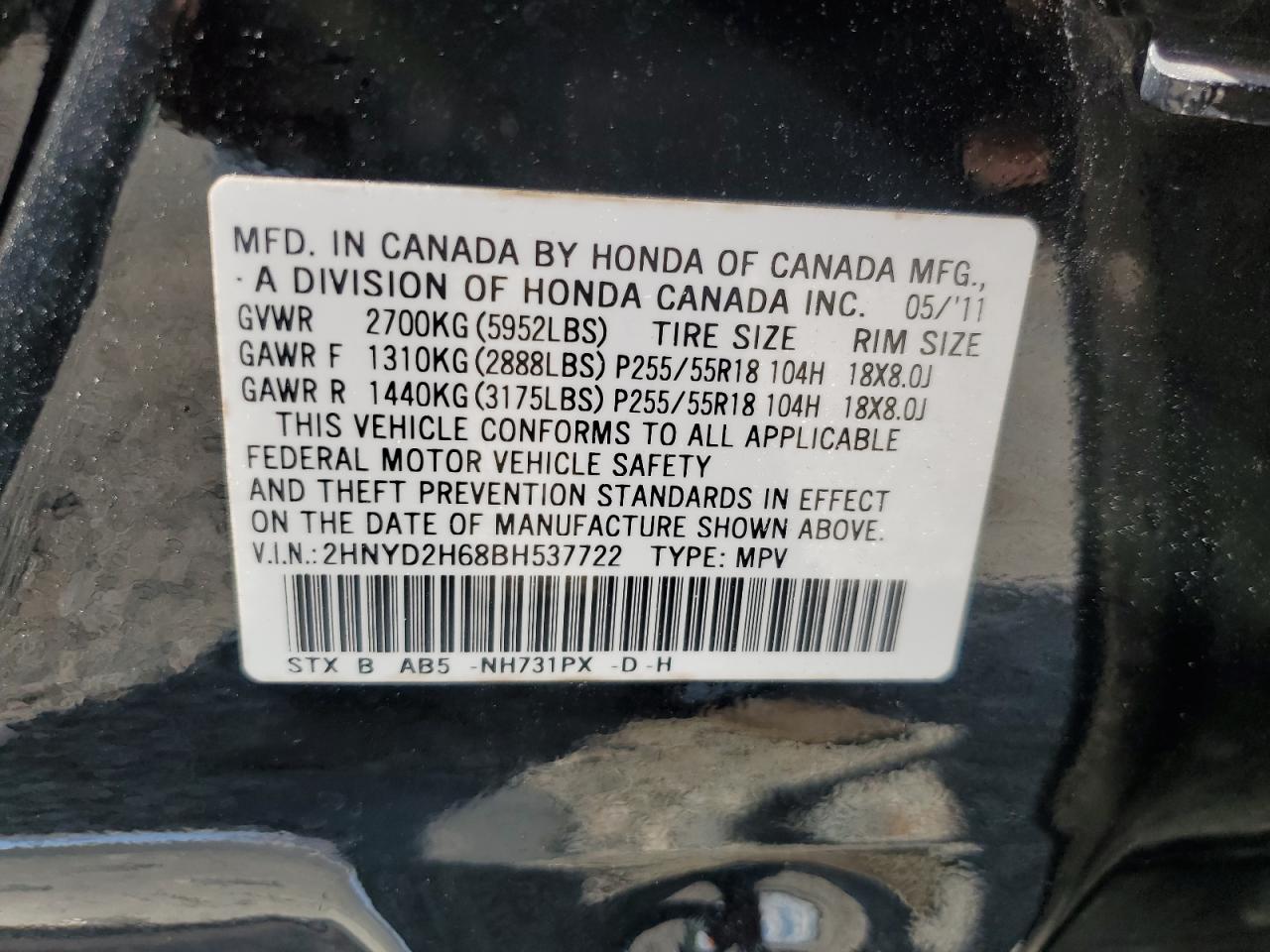 2HNYD2H68BH537722 2011 Acura Mdx Technology