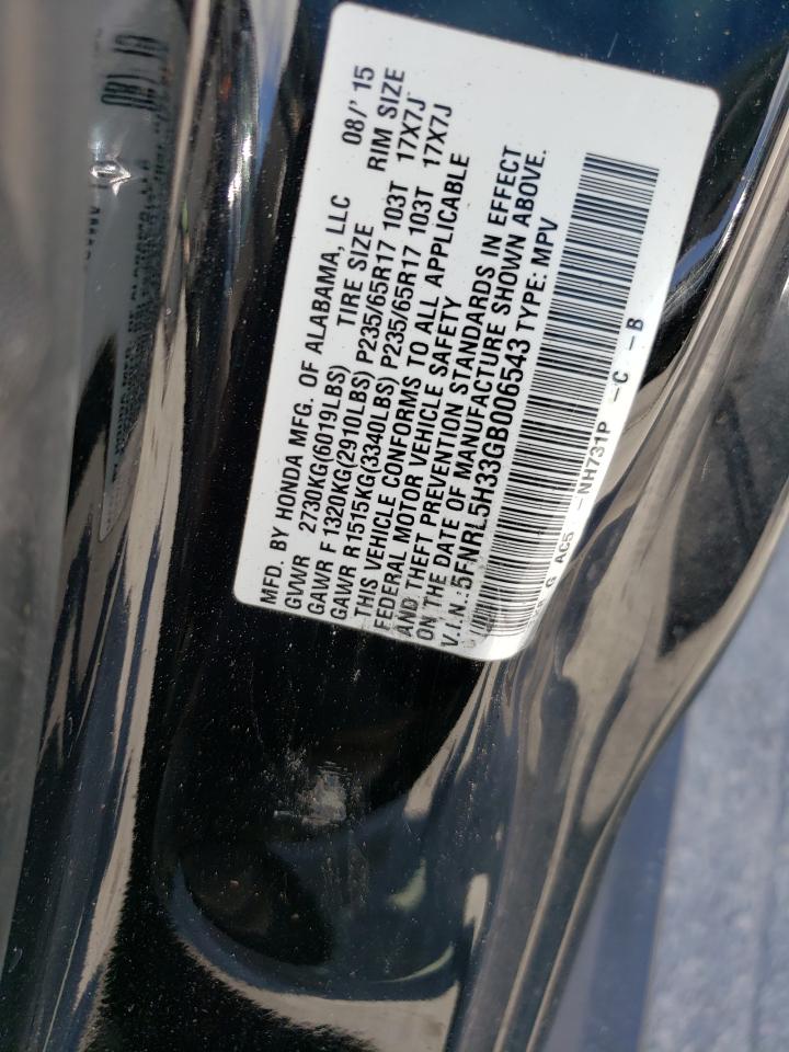 5FNRL5H33GB006543 2016 Honda Odyssey Se