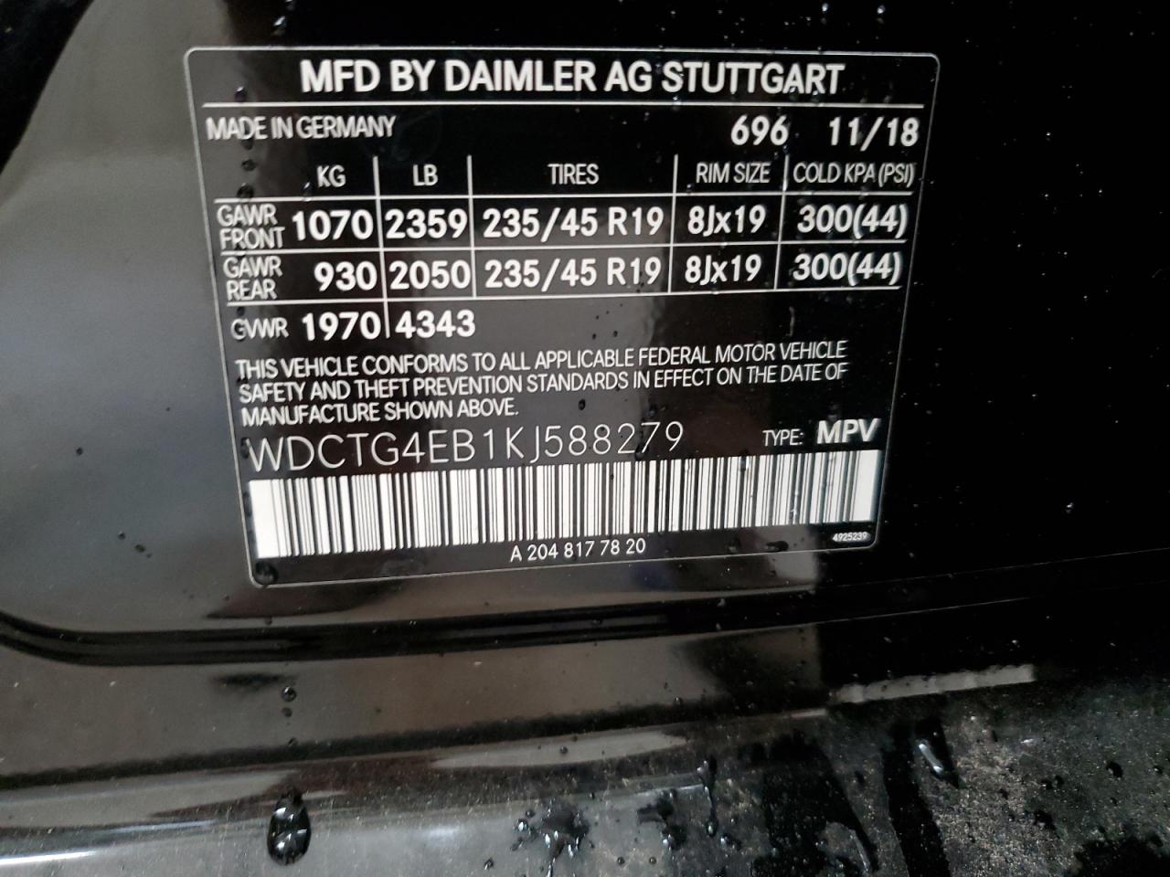 WDCTG4EB1KJ588279 2019 Mercedes-Benz Gla 250