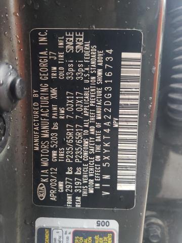 2013 Kia Sorento Lx VIN: 5XYKT4A22DG316734 Lot: 57266804