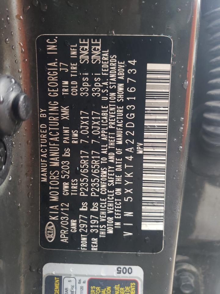 5XYKT4A22DG316734 2013 Kia Sorento Lx