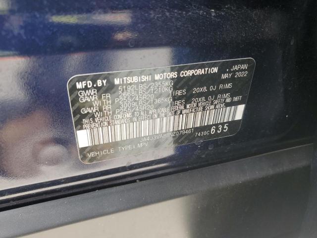 2022 Mitsubishi Outlander Sel VIN: JA4J3VA88NZ079461 Lot: 59447514