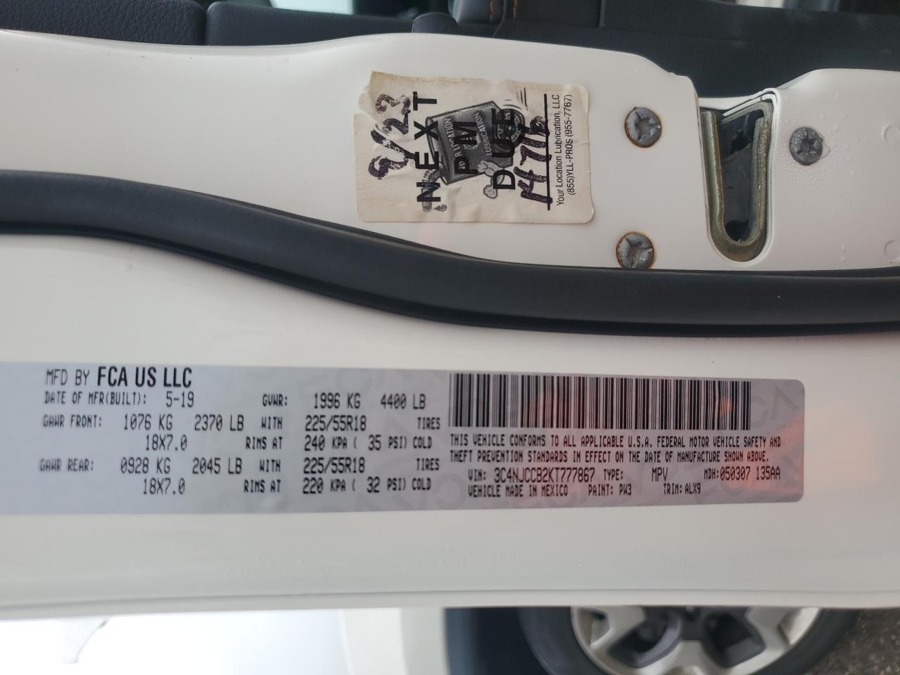 3C4NJCCB2KT777867 2019 Jeep Compass Limited