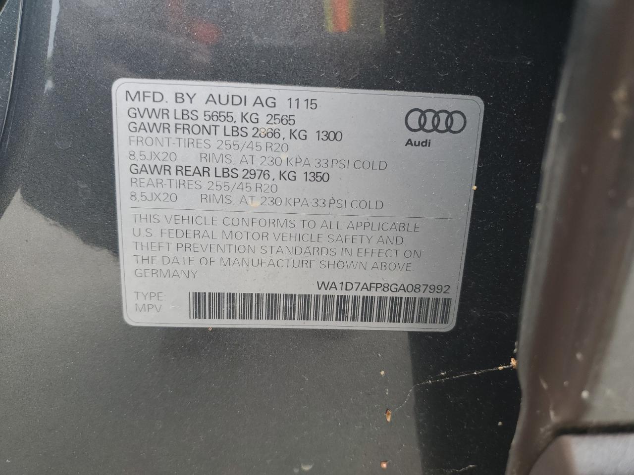 WA1D7AFP8GA087992 2016 Audi Q5 Premium Plus S-Line