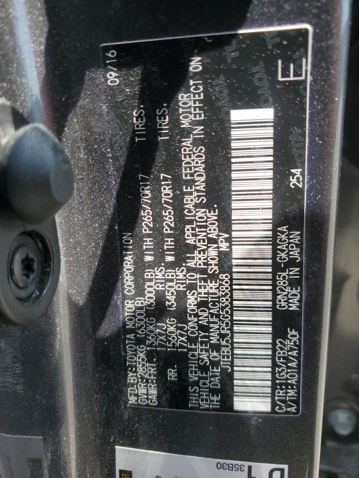 JTEBU5JR5G5383868 2016 Toyota 4Runner Sr5/Sr5 Premium