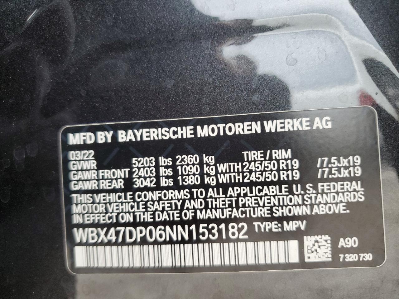 WBX47DP06NN153182 2022 BMW X3 Sdrive30I