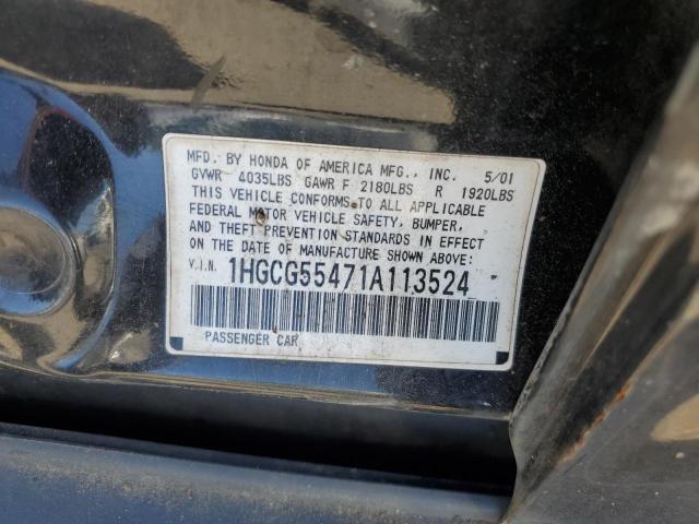 2001 Honda Accord Lx VIN: 1HGCG55471A113524 Lot: 58943114