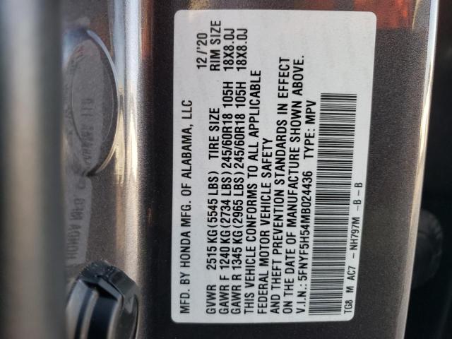 2021 HONDA PILOT EXL - 5FNYF5H54MB024436